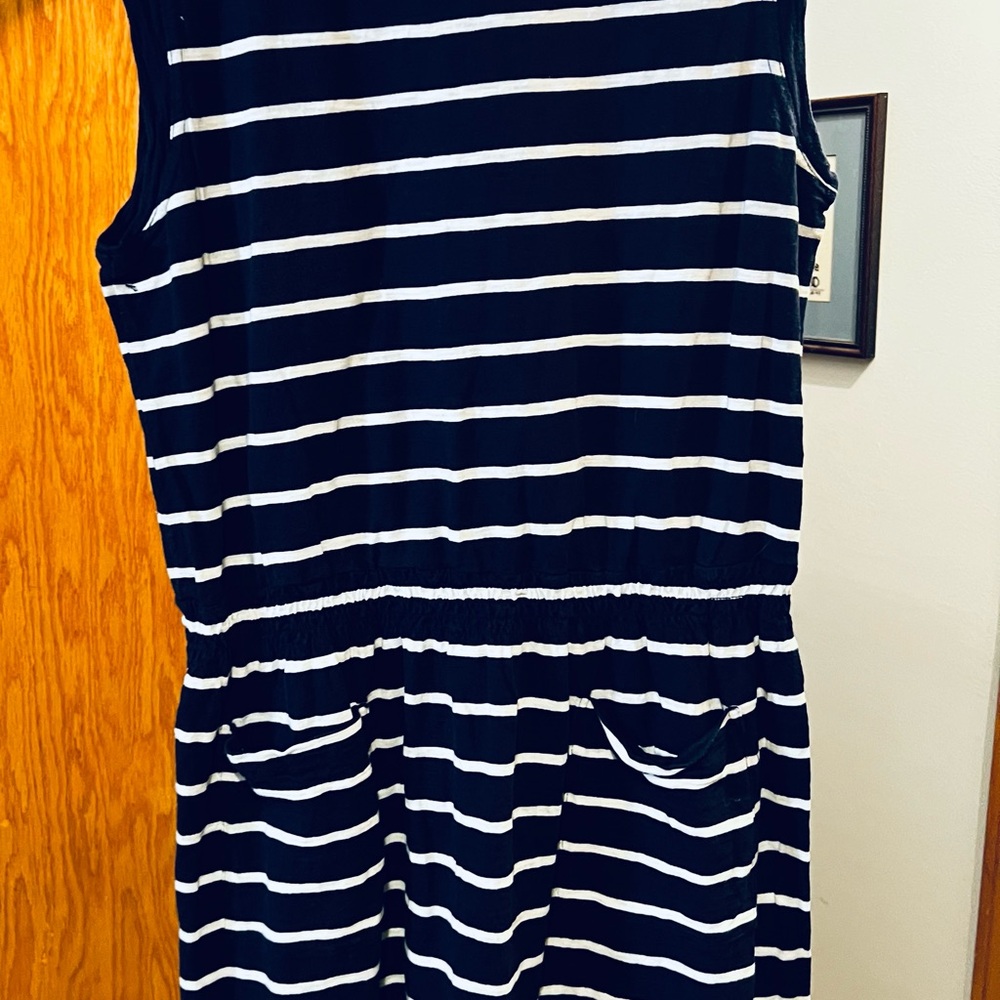 Old Navy Navy Blue and White Striped Mini Dress